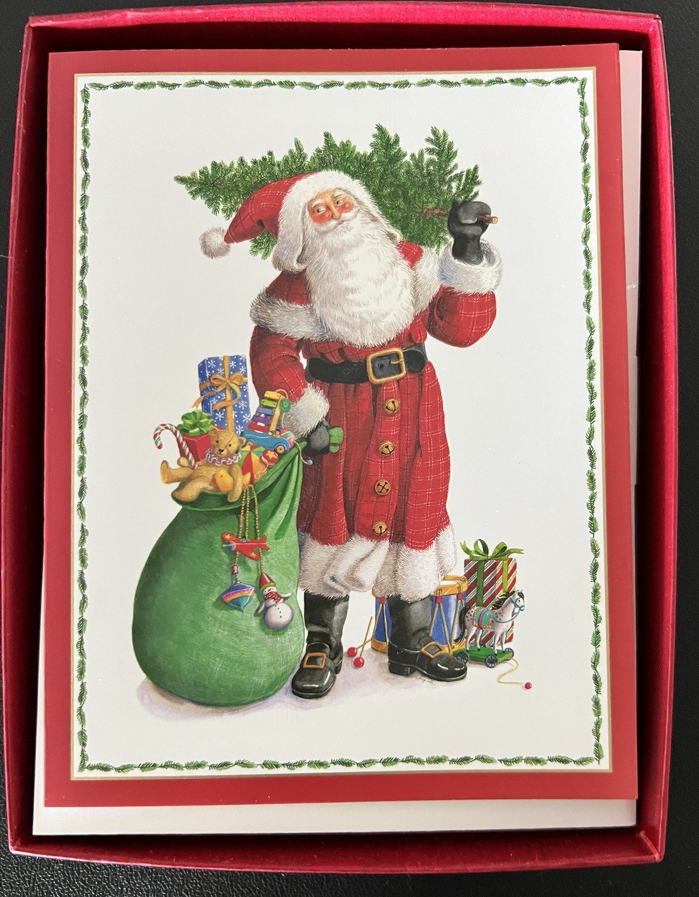 HTF Box of 15 CASPARI VINTAGE NEW Santa Claus Christmas Greeting Cards